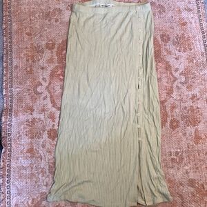 Reformation Midi Length Ribbed Button Skirt